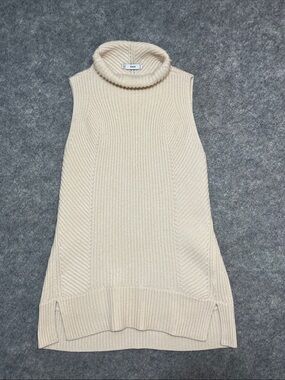 Vince Cream Sleeveless Cowl Turtleneck Sweater Vest